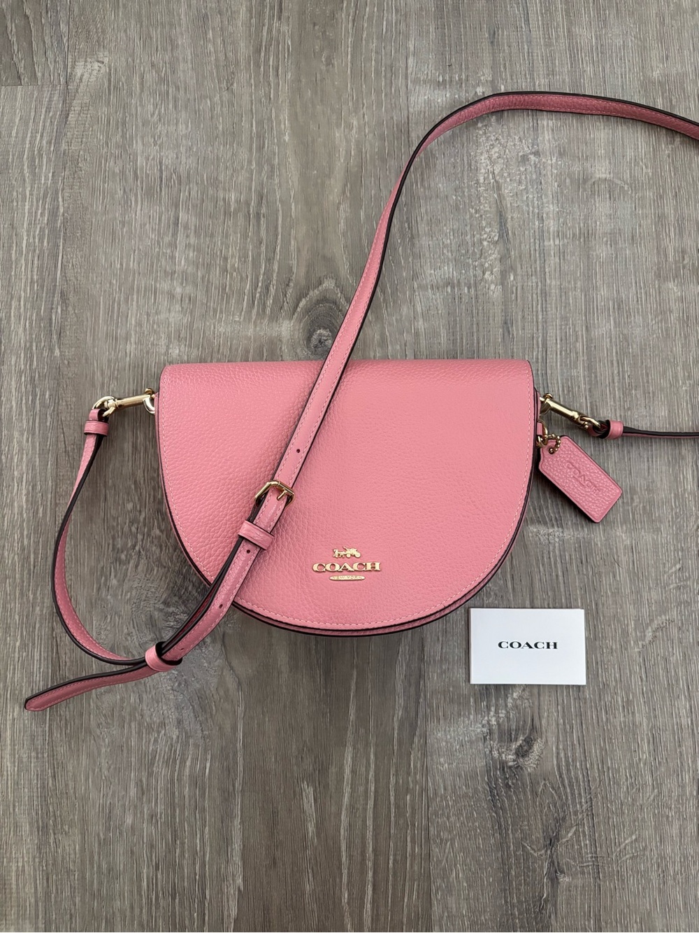 COACH Ellen Soft Pink Pebble Crossbody Saddle Leather Bag